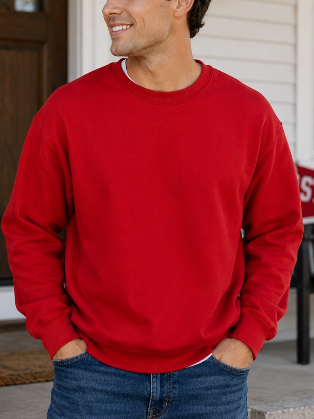 Fruit of the Loom Red Crewneck Sweatshirt Men’s Large Classic Basic Pullover